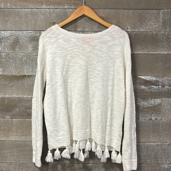 Lily Pulitzer Ivory Tassel Hem sweater size M - Picture 9 of 9